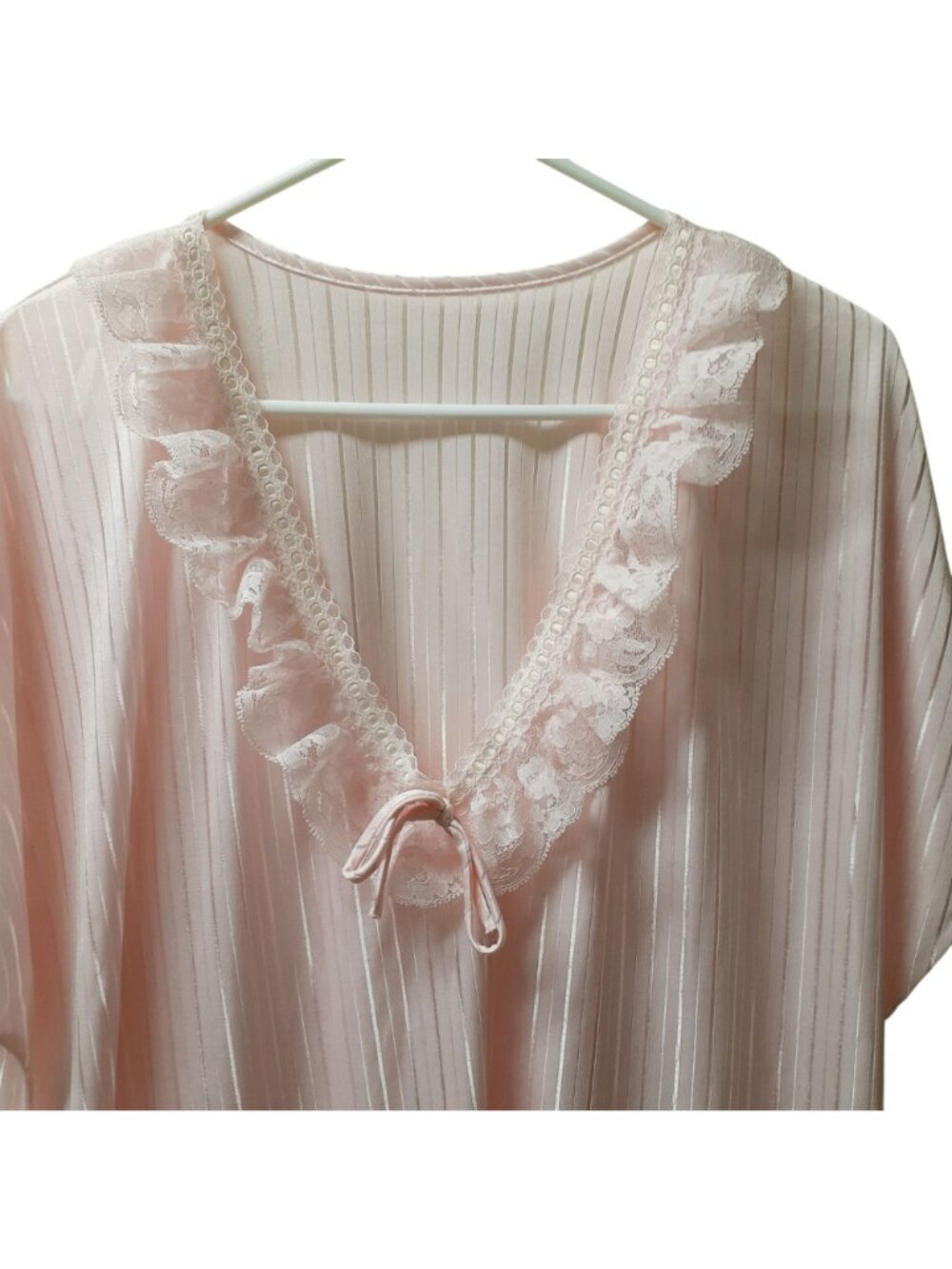 Vintage Scentimental Nights Womens Nightgown Pink Size 22 Semi-Sheer Lace Trim - Picture 2 of 5